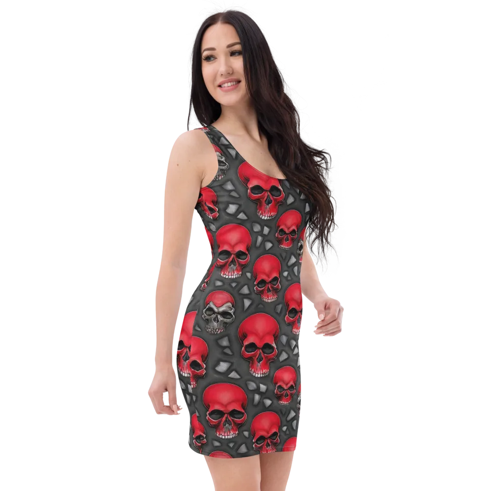 Crimson Skullfield on Bodycon Dress — Right Front
