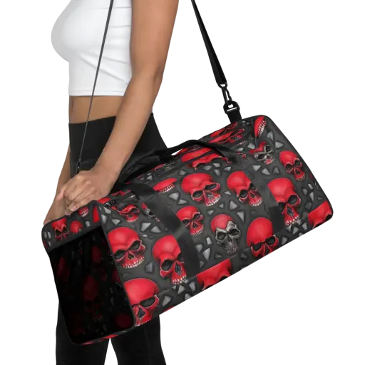 Crimson Skullfield on a Duffle Bag