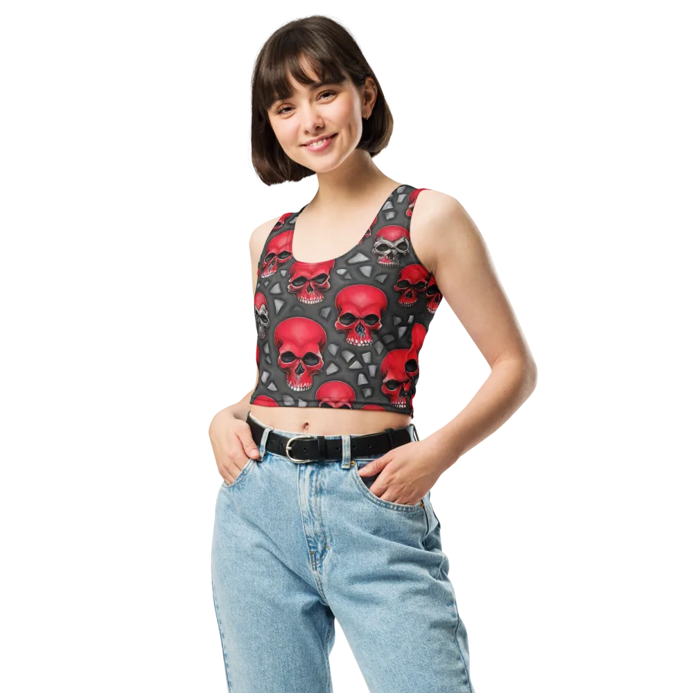 Crimson Skullfield on Crop Top — Front