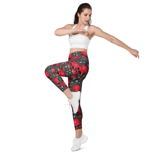 Crimson Skullfield on a Leggings with Pockets