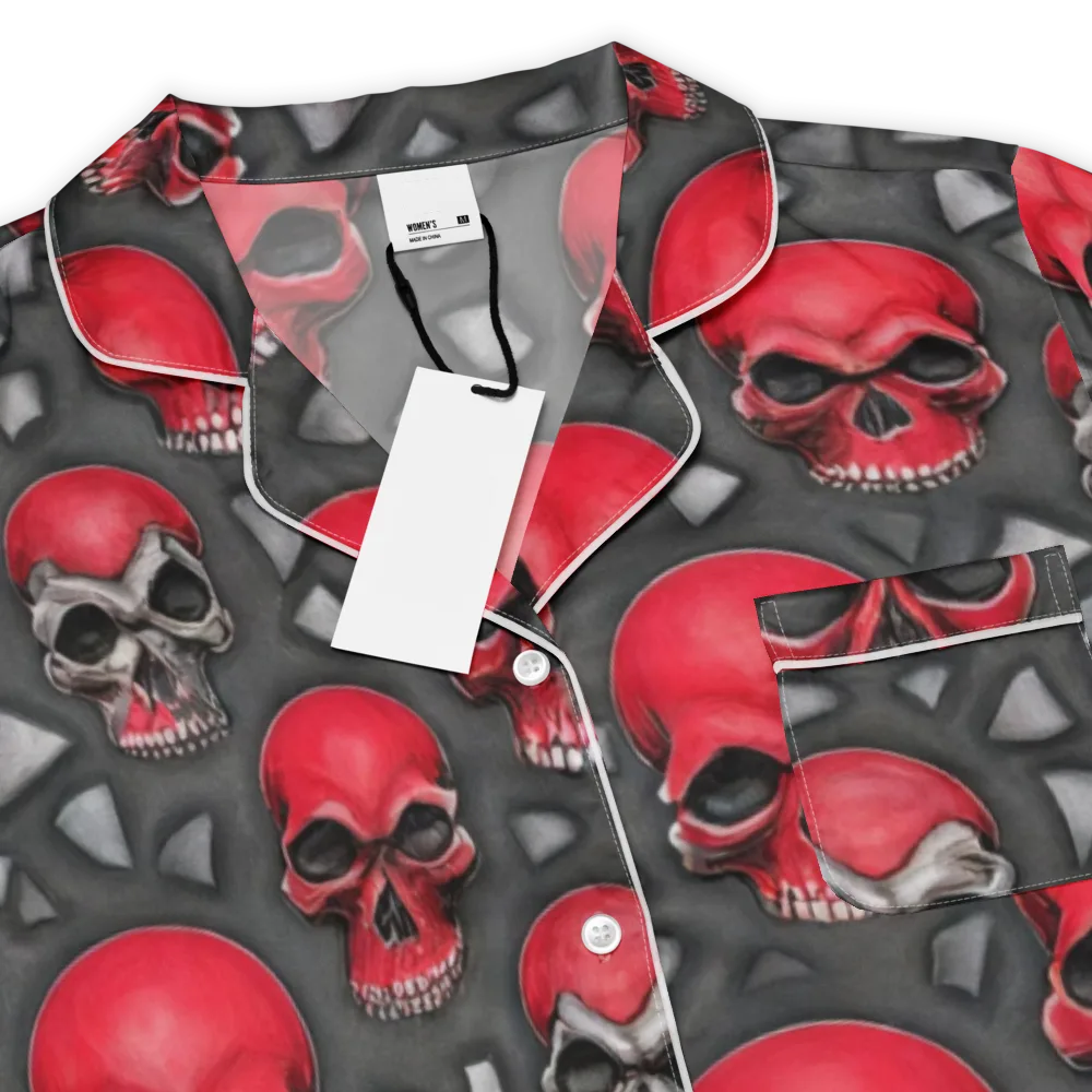 Crimson Skullfield on Women's Short Sleeve Pajama Top — Product details