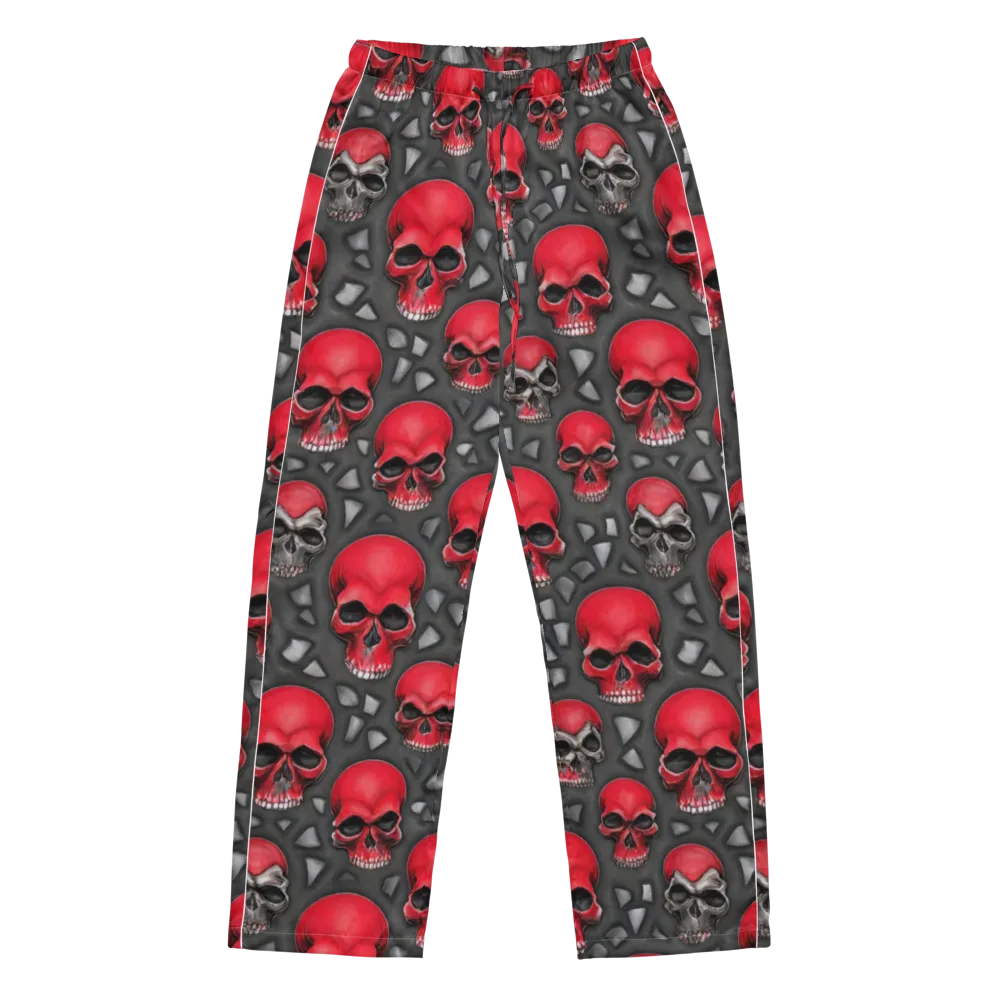 Crimson Skullfield on Women's Pajama Pants — Front