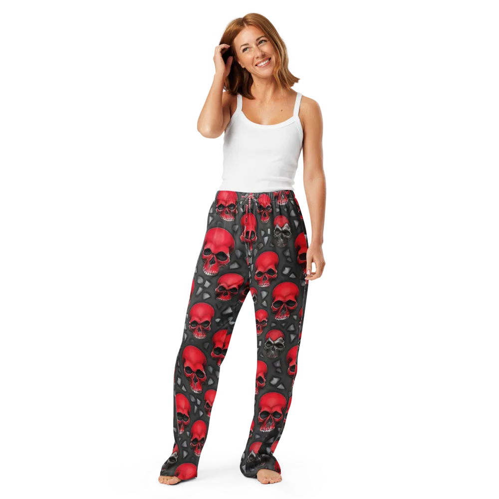 Crimson Skullfield on Women's Pajama Pants — Front