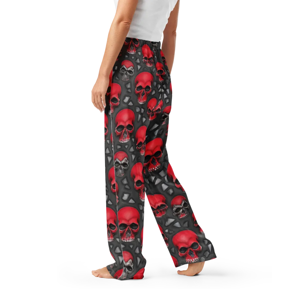 Crimson Skullfield on Women's Pajama Pants — Left