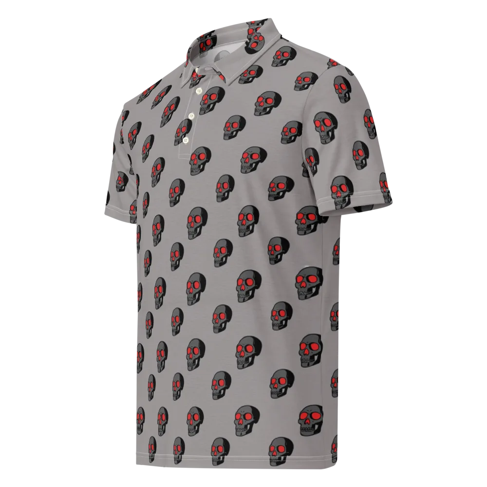Scarlet Skullcap on Men's Slim Fit Polo Shirt — Left Front