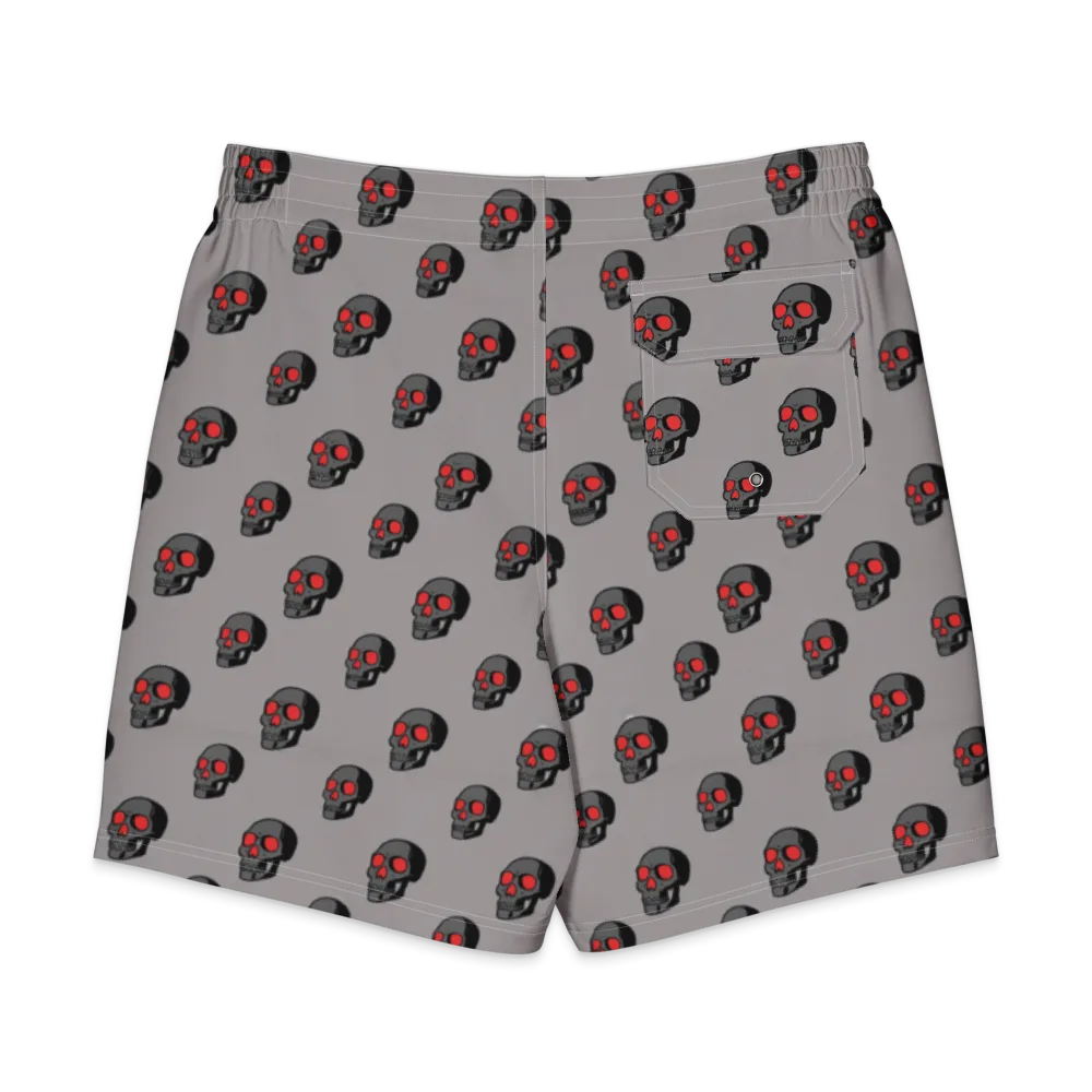 Scarlet Skullcap on Men's Board Shorts — Back