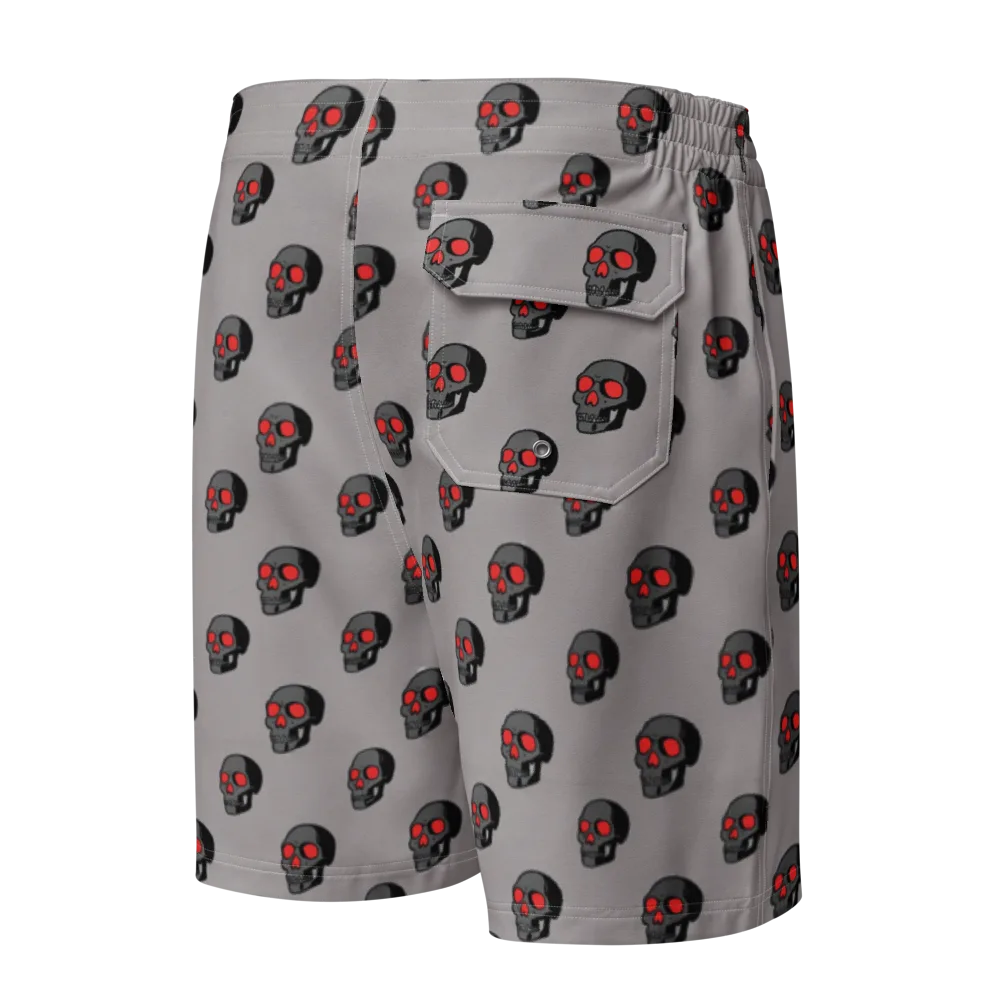 Scarlet Skullcap on Men's Board Shorts — Back