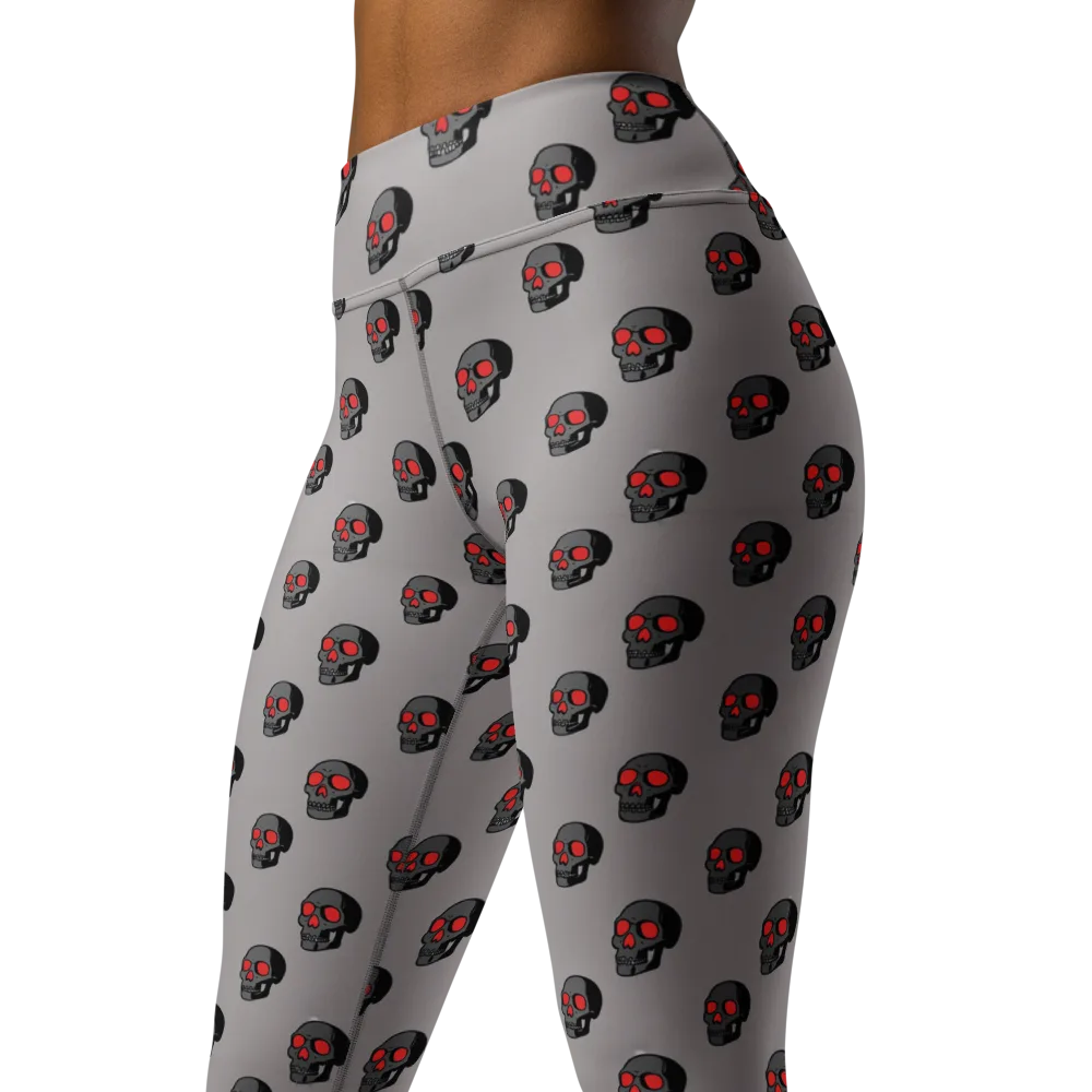 Scarlet Skullcap on Yoga Leggings — Left Front