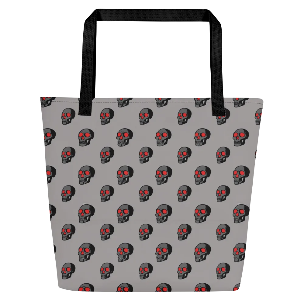 Scarlet Skullcap on Large Tote Bag W/ Pocket — Front
