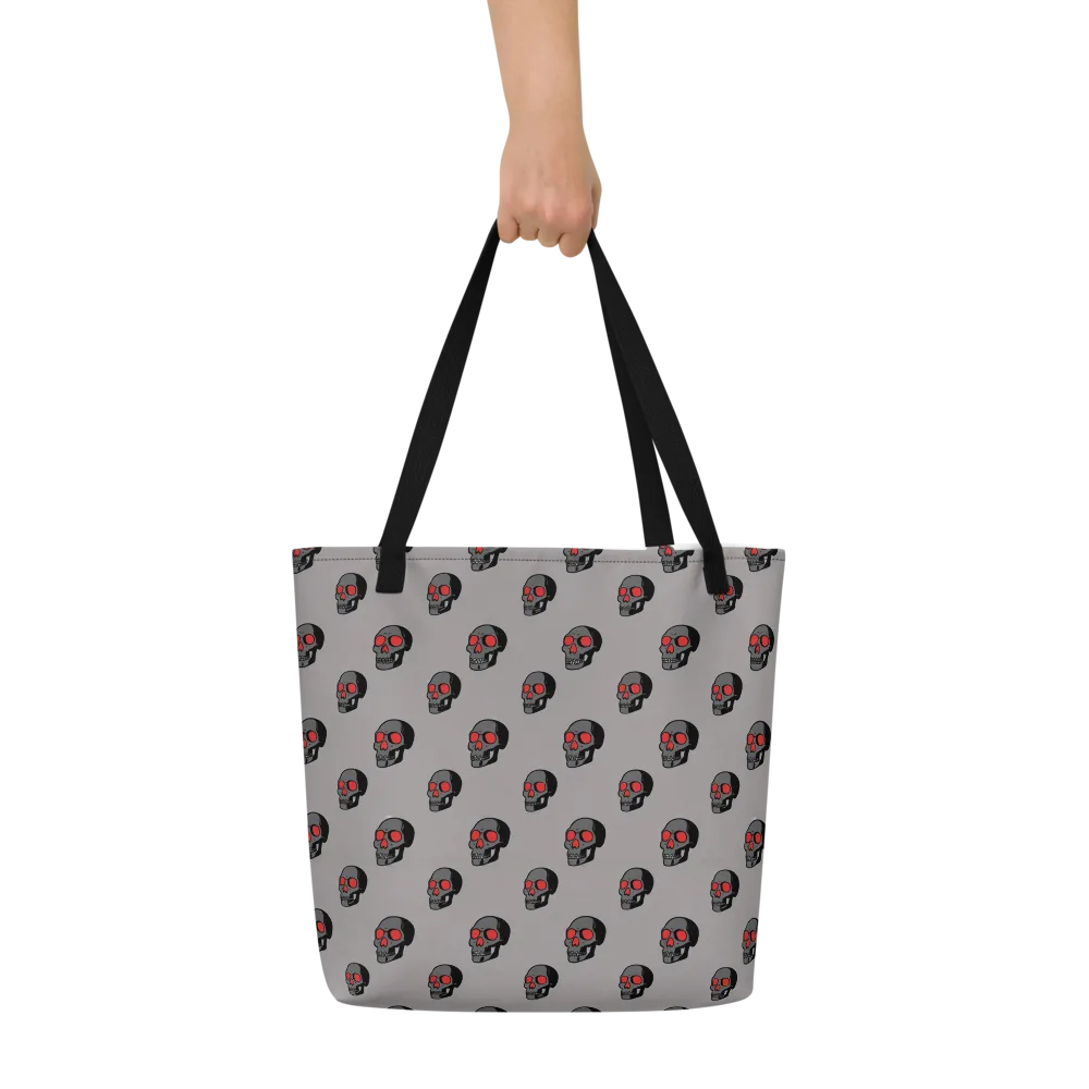 Scarlet Skullcap on Large Tote Bag W/ Pocket — Front