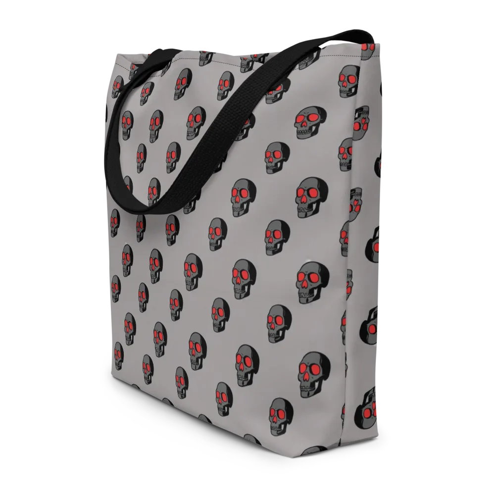 Scarlet Skullcap on Large Tote Bag W/ Pocket — Front