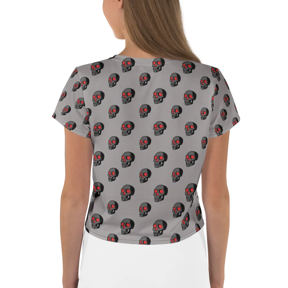 Scarlet Skullcap on Crop Tee — Back