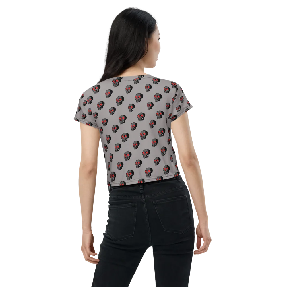Scarlet Skullcap on Crop Tee — Back