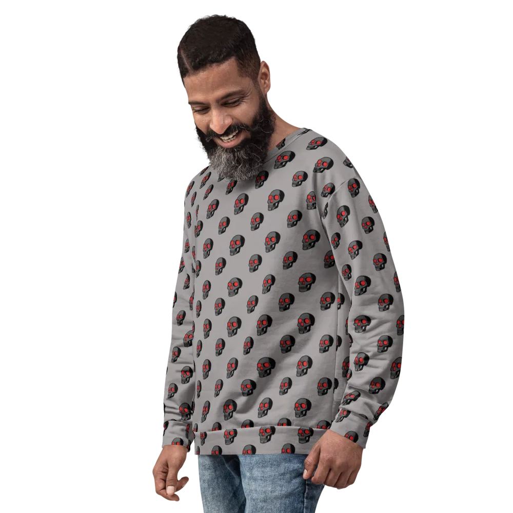 Scarlet Skullcap on Sweatshirt — Left Front