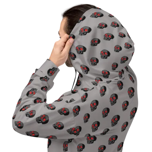 Scarlet Skullcap on Hoodie