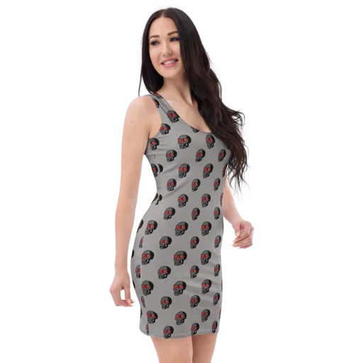 Scarlet Skullcap on a Bodycon Dress