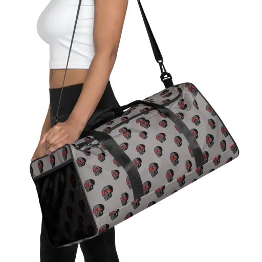 Scarlet Skullcap on a Duffle Bag