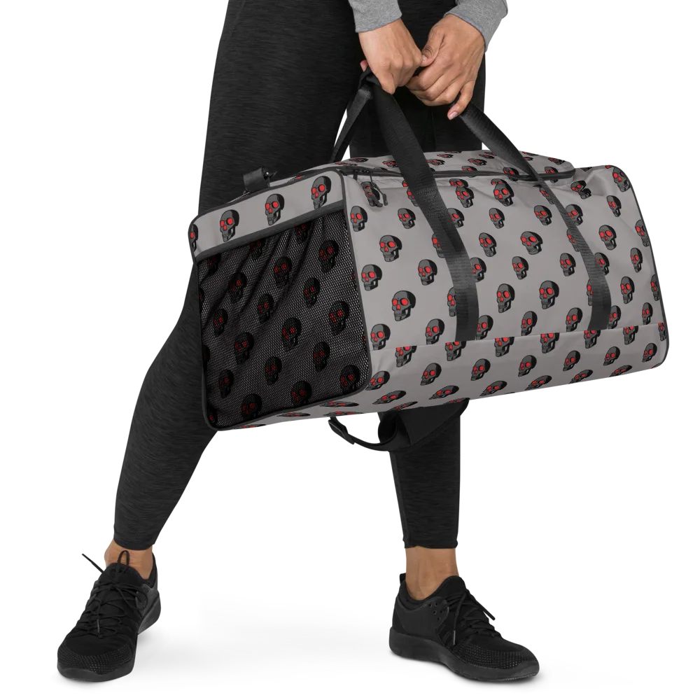Scarlet Skullcap on Duffle Bag — Right Front
