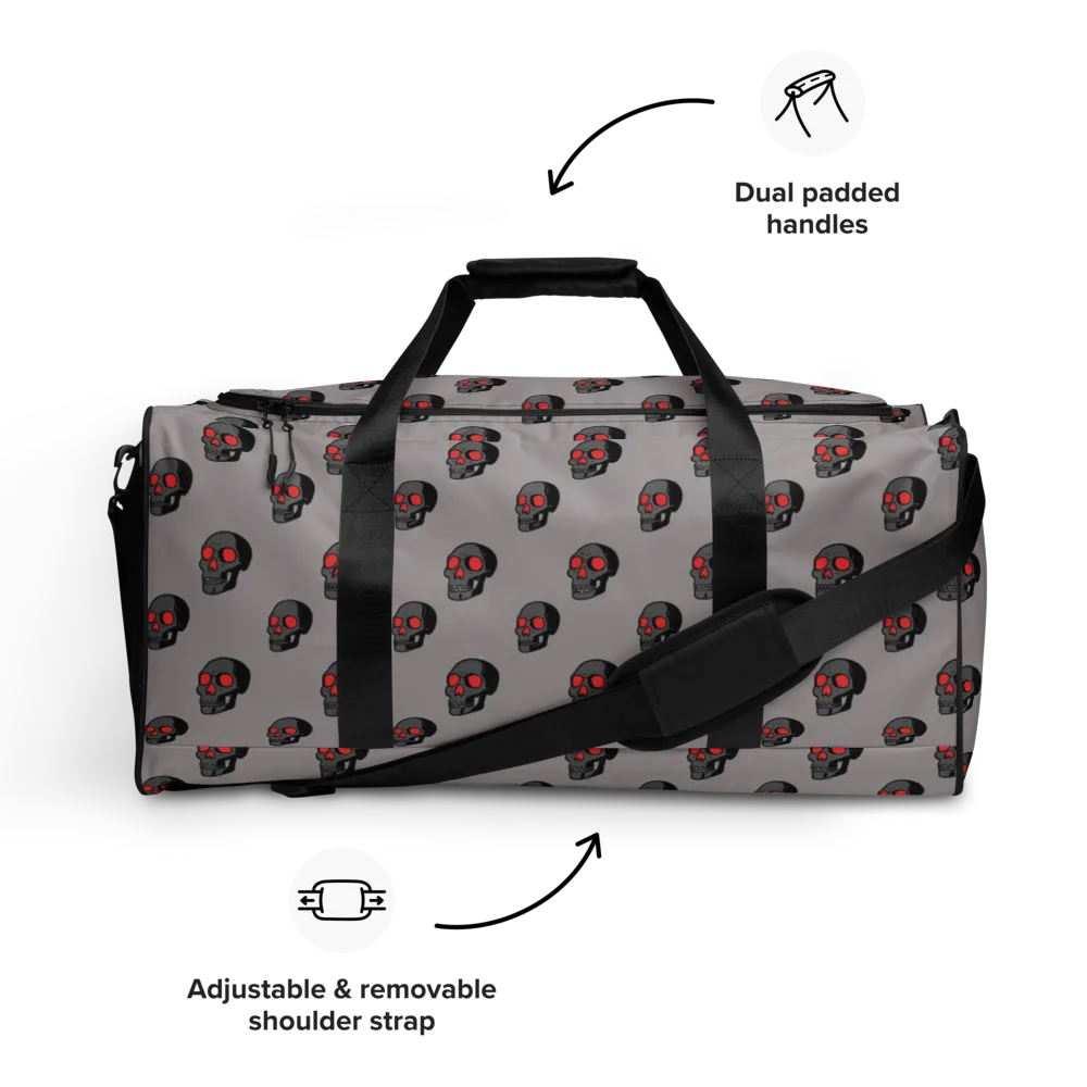 Scarlet Skullcap on Duffle Bag — Front
