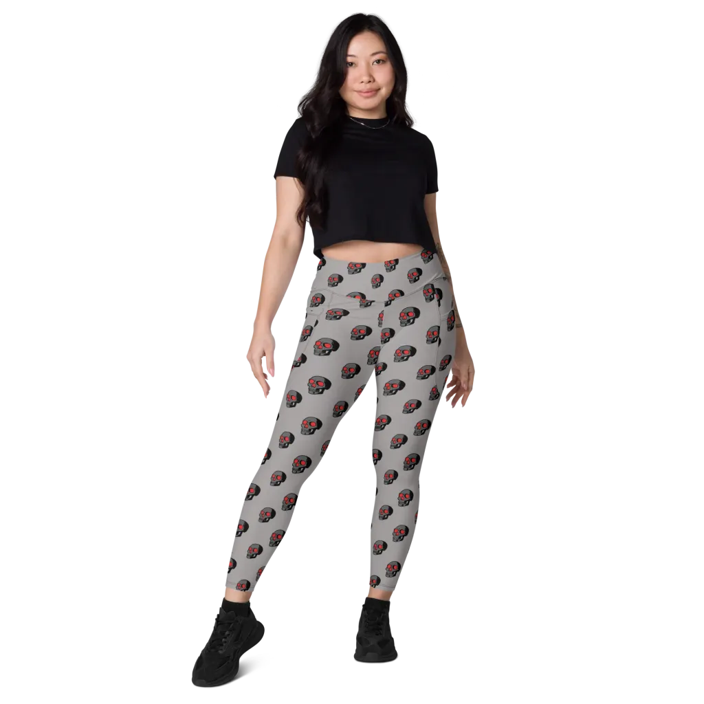 Scarlet Skullcap on Leggings with Pockets — Front
