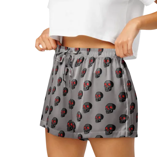 Scarlet Skullcap on a Women's Pajama Shorts