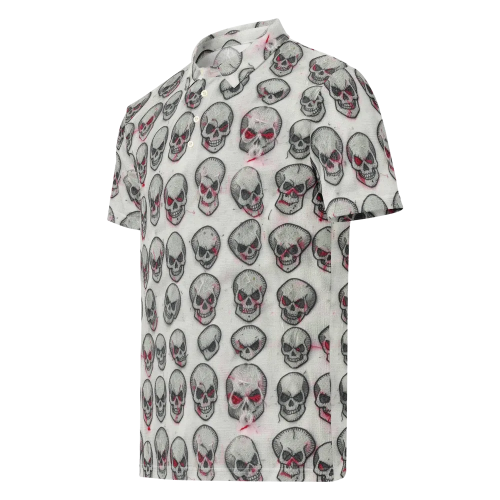 Embroidered Requiem on Men's Slim Fit Polo Shirt — Left Front