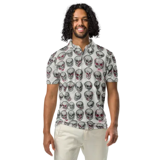 Embroidered Requiem on a Men's Slim Fit Polo Shirt