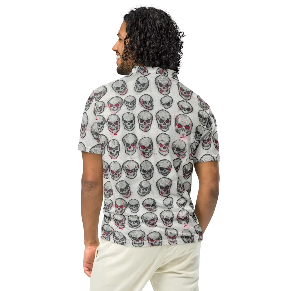 Embroidered Requiem on Men's Slim Fit Polo Shirt — Back