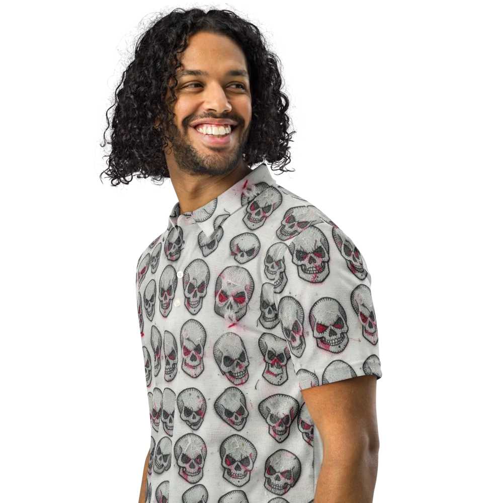Embroidered Requiem on Men's Slim Fit Polo Shirt — Left Front