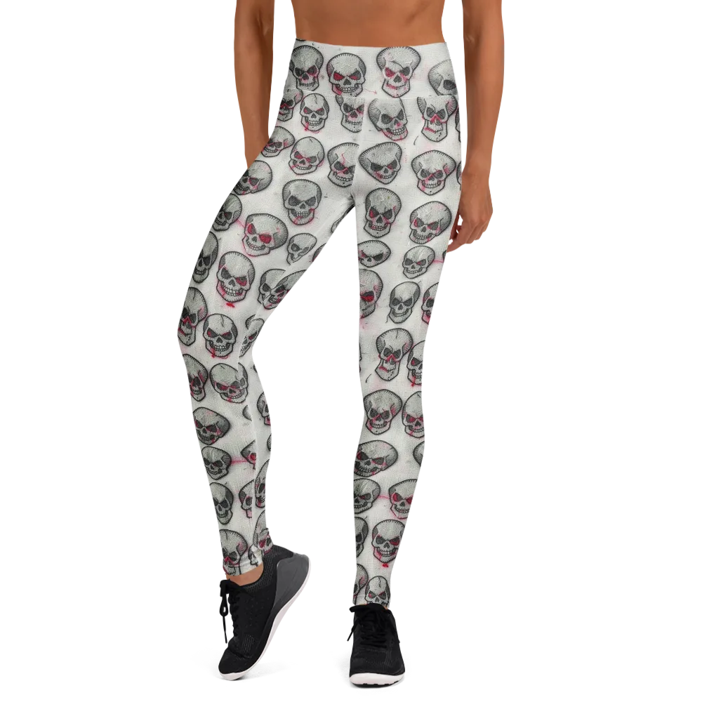 Embroidered Requiem on Yoga Leggings — Front