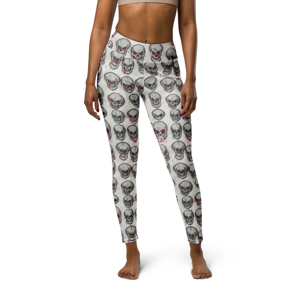 Embroidered Requiem on Yoga Leggings — Front