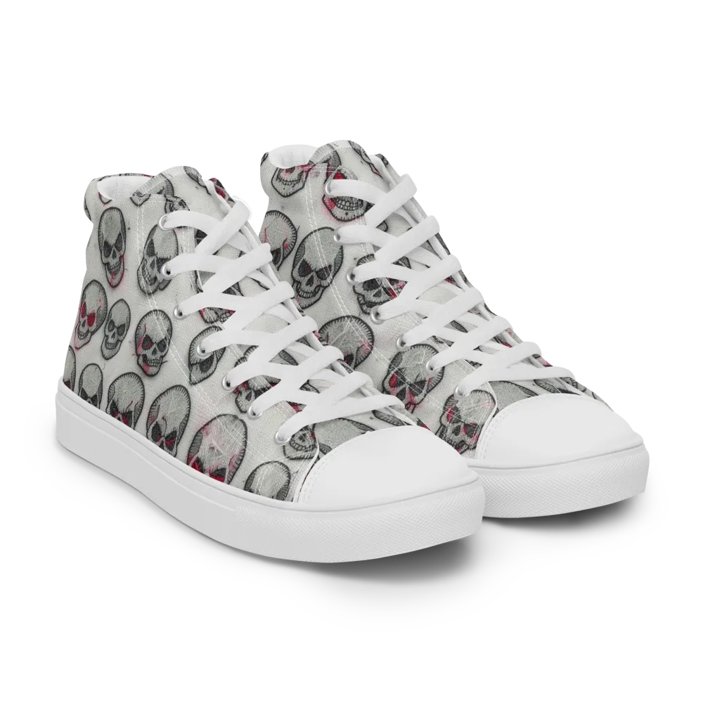Embroidered Requiem on Men's High Top Canvas Shoes — Right Front