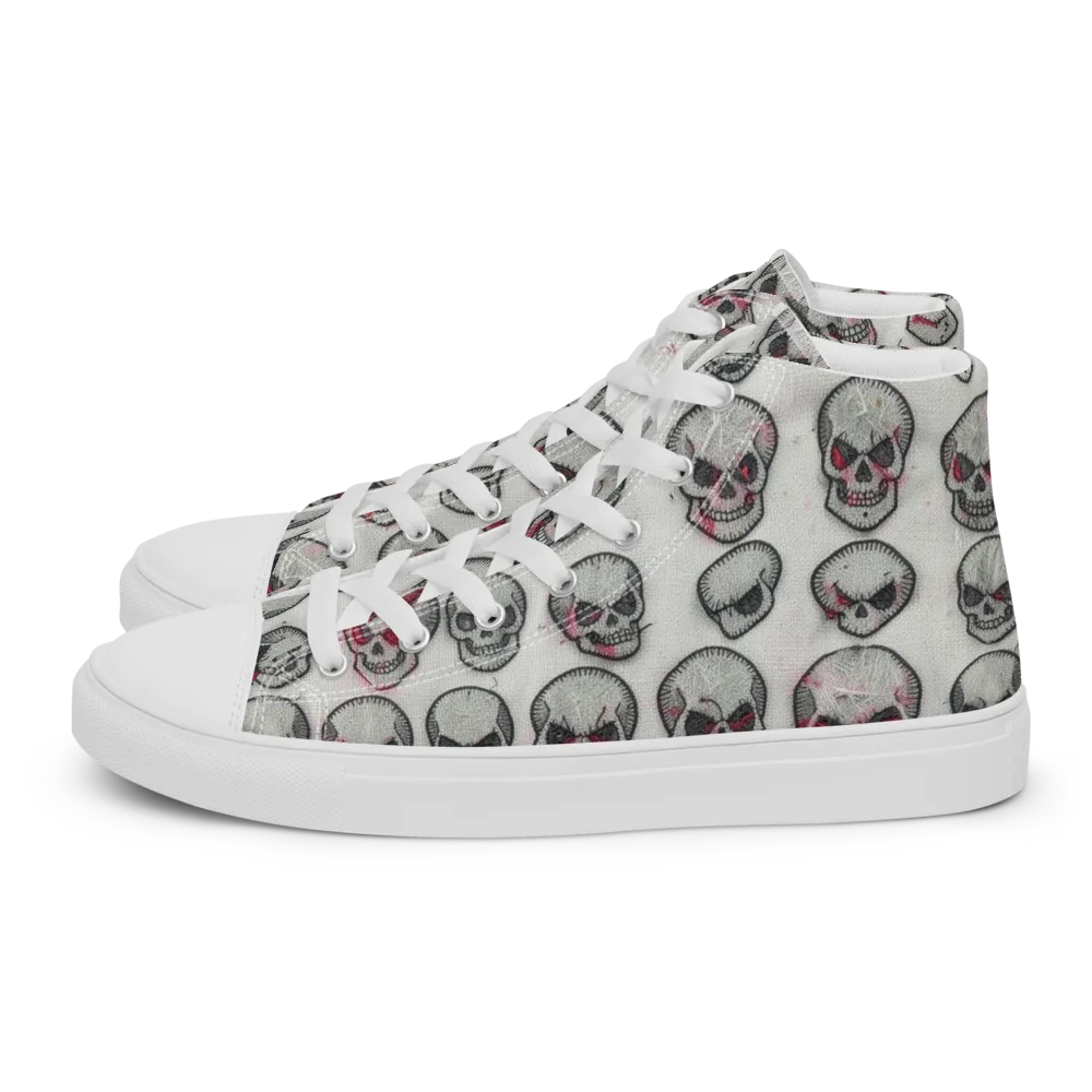 Embroidered Requiem on Men's High Top Canvas Shoes — Left