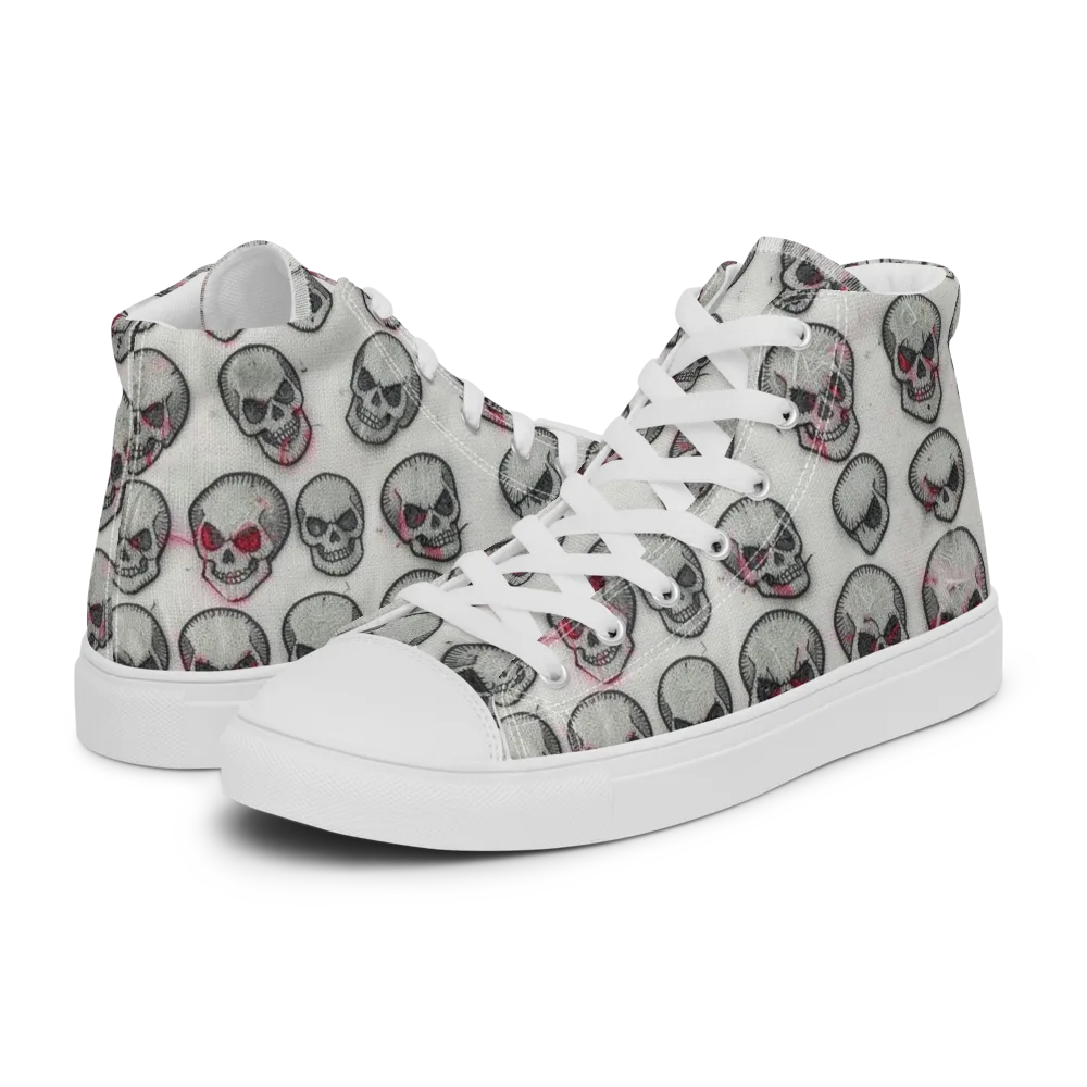Embroidered Requiem on Men's High Top Canvas Shoes — Left