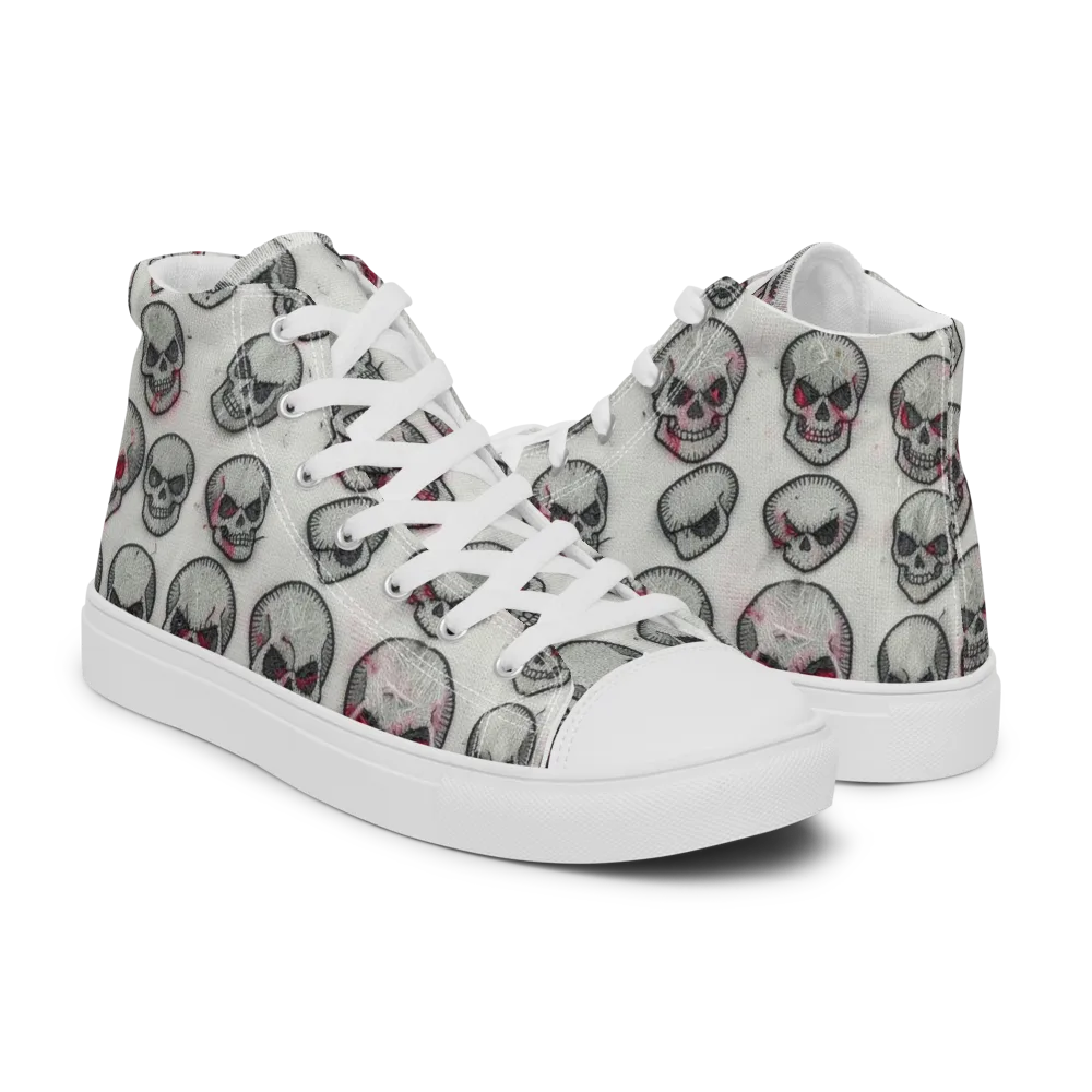 Embroidered Requiem on Men's High Top Canvas Shoes — Right