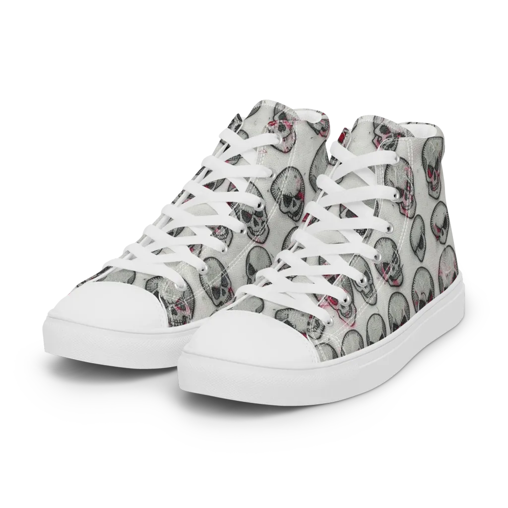 Embroidered Requiem on Women's High Top Canvas Shoes — Left Front
