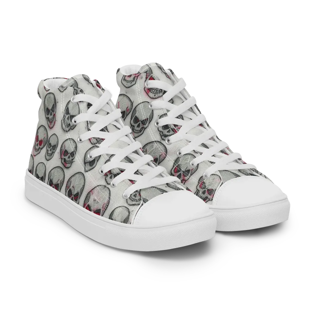 Embroidered Requiem on Women's High Top Canvas Shoes — Right Front