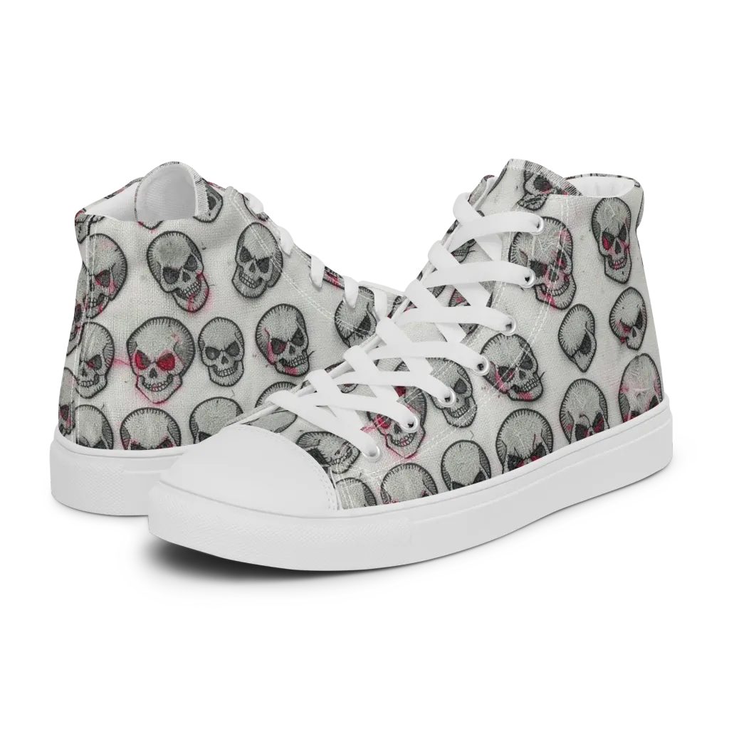 Embroidered Requiem on Women's High Top Canvas Shoes — Left