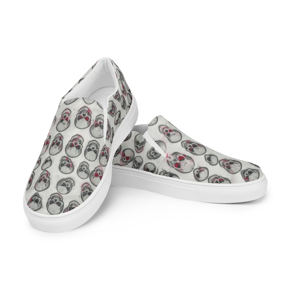 Embroidered Requiem on Men's Slip-On Canvas Shoes — Left Front