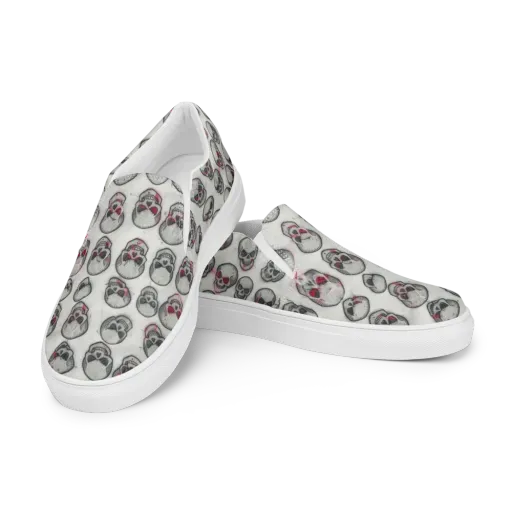 Embroidered Requiem on a Men's Slip-On Canvas Shoes