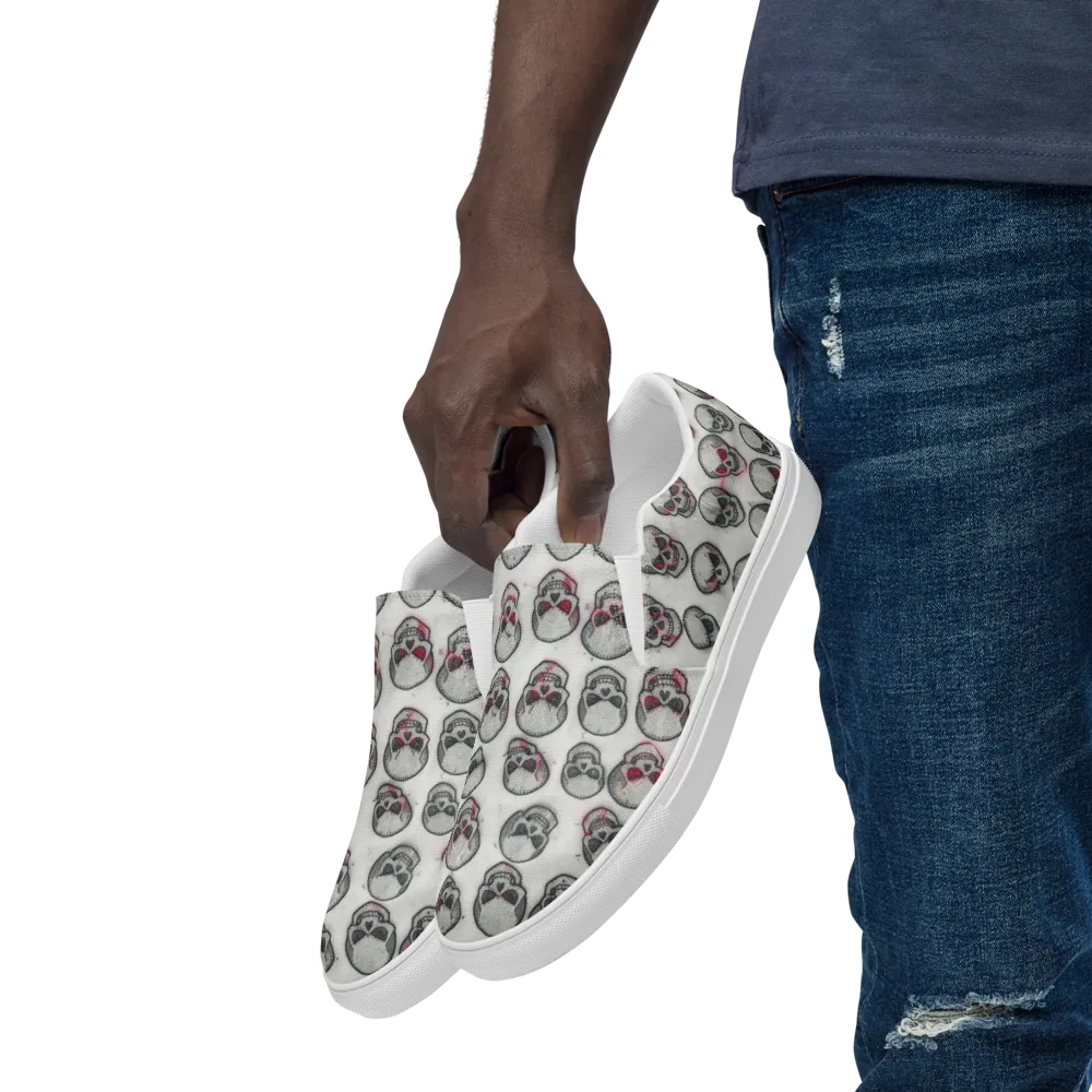 Embroidered Requiem on Men's Slip-On Canvas Shoes — Left Front