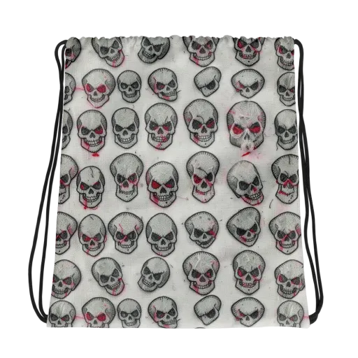 Embroidered Requiem on a Drawstring Bag