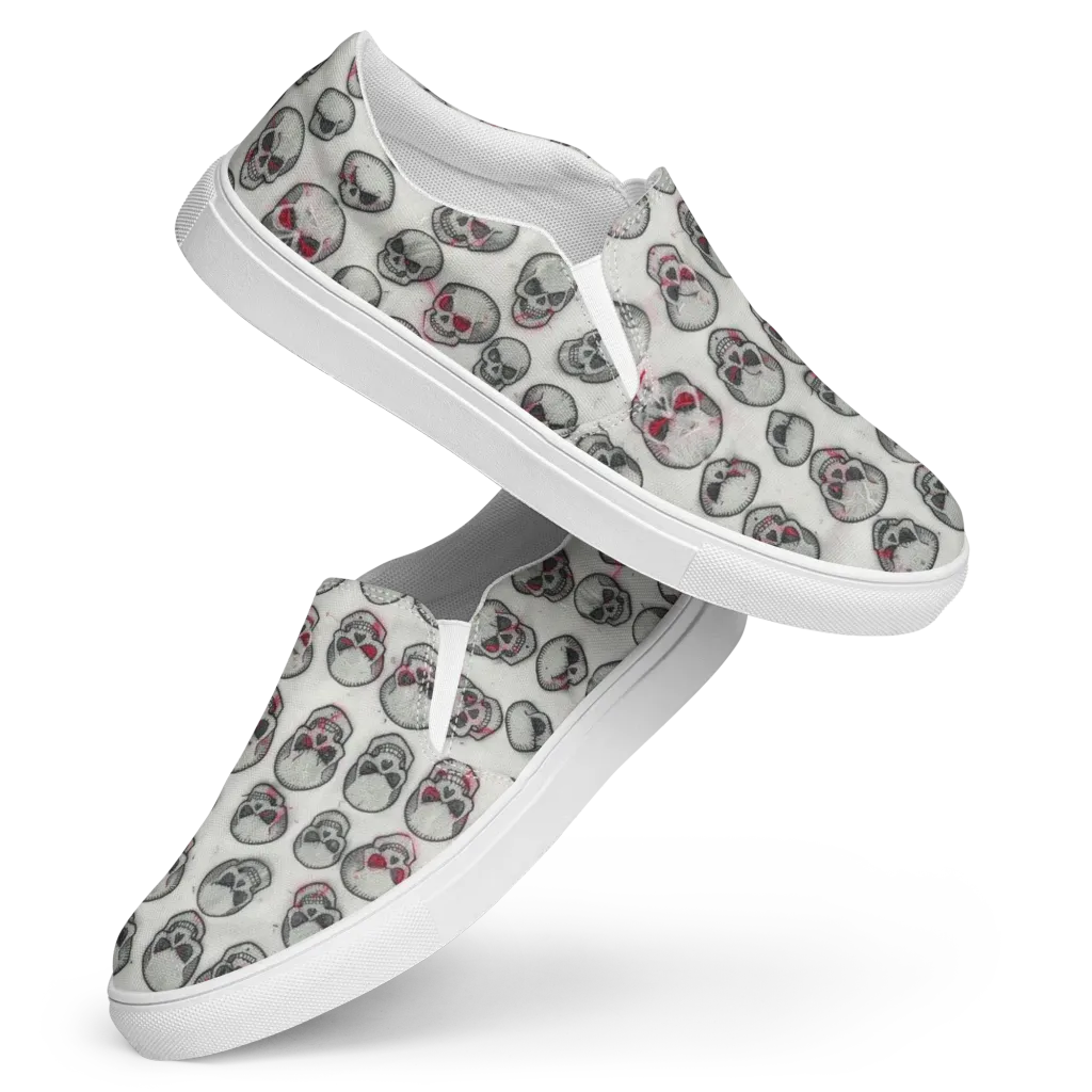Embroidered Requiem on Women's Slip-On Canvas Shoes — Front