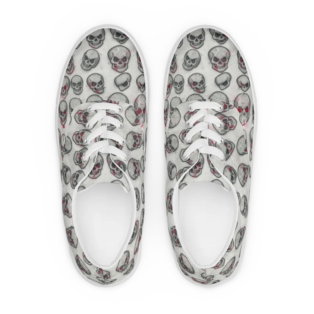Embroidered Requiem on Men's Lace-Up Canvas Shoes — Front