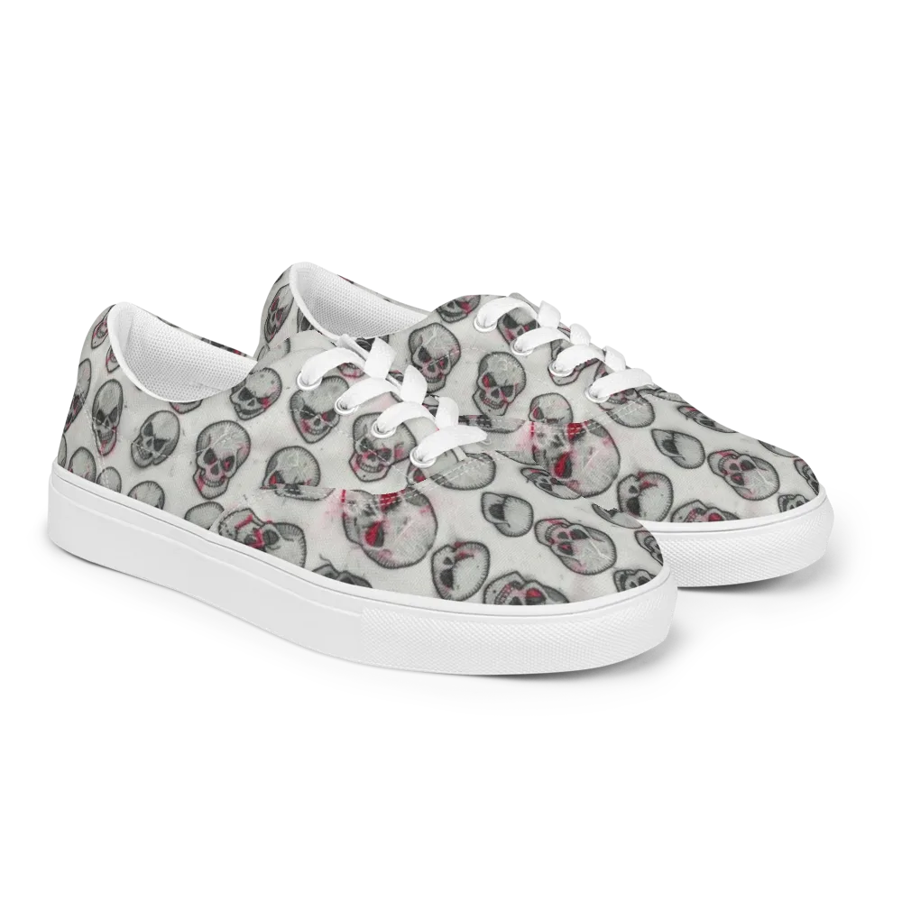 Embroidered Requiem on Men's Lace-Up Canvas Shoes — Right Front