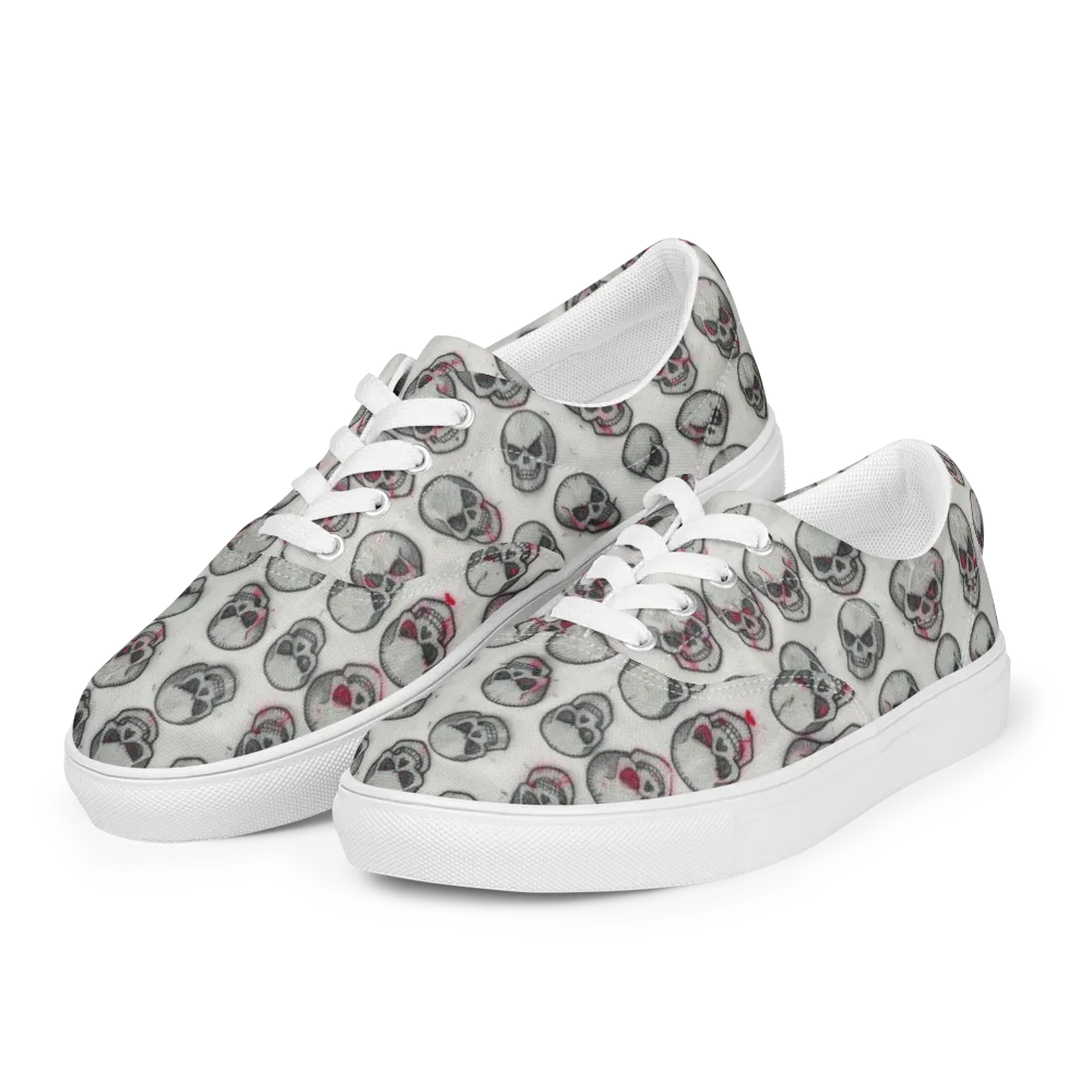 Embroidered Requiem on Men's Lace-Up Canvas Shoes — Left Front