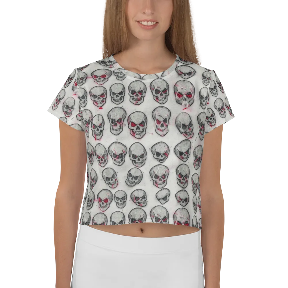 Embroidered Requiem on Crop Tee — Front