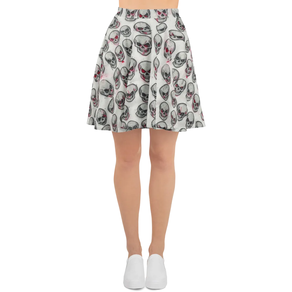 Embroidered Requiem on Skater Skirt — Front