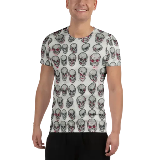 Embroidered Requiem on a Men's Athletic T-Shirt