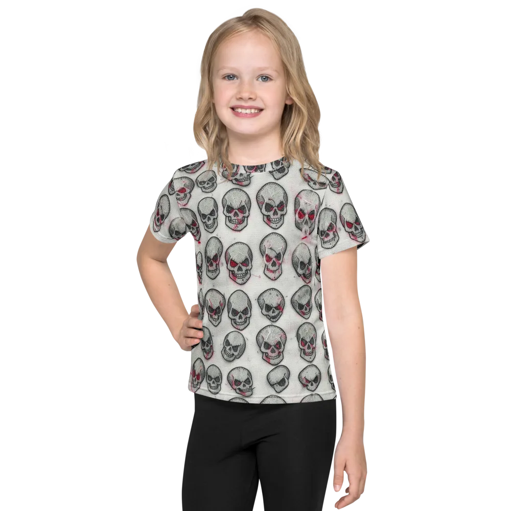 Embroidered Requiem on Kids Crew Neck T-Shirt — Front